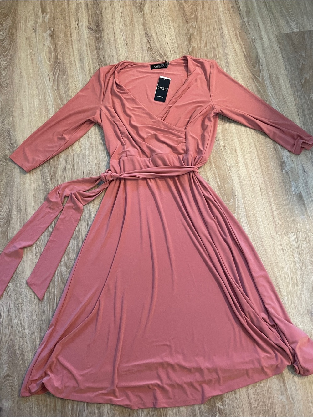 Wrap Front Long Sleeve Maxi Dress in Dusty Rose - Picture 2 of 10